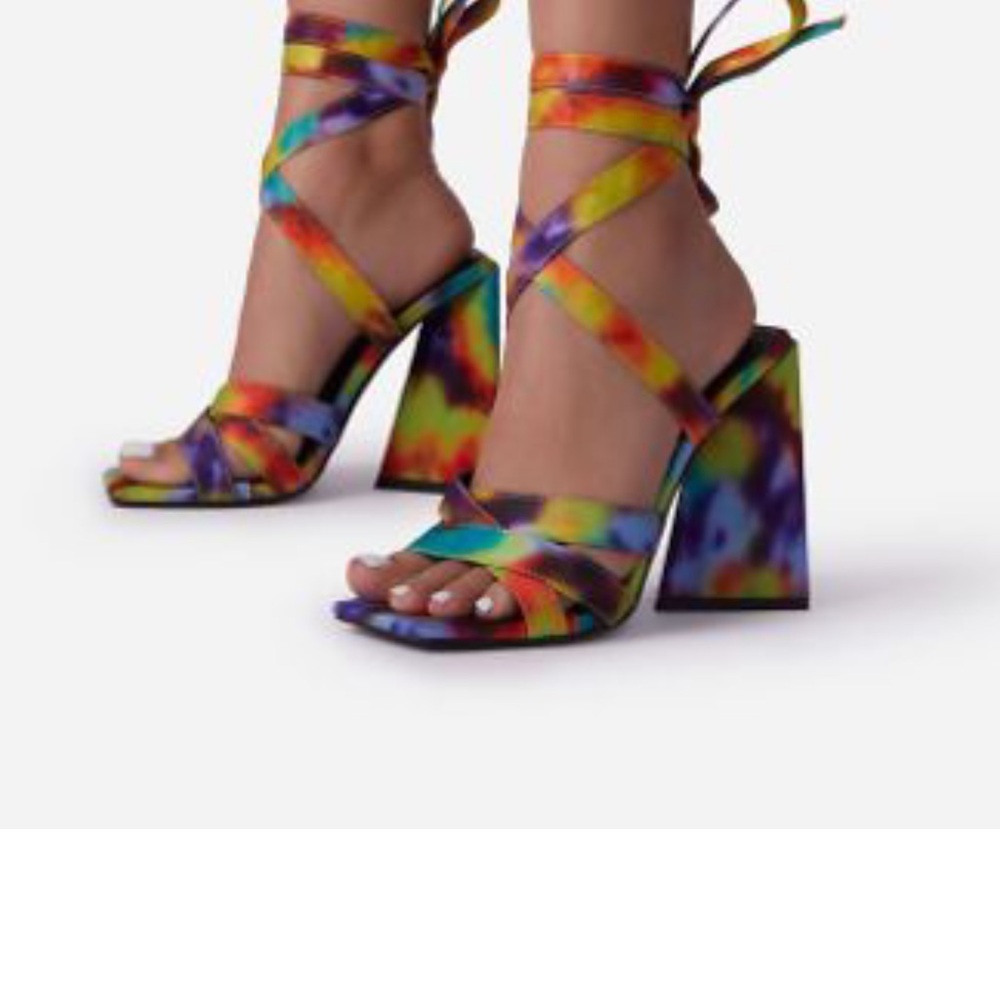 EGO Multicolor Tie-Dye Wrap Block Heel Sandals
